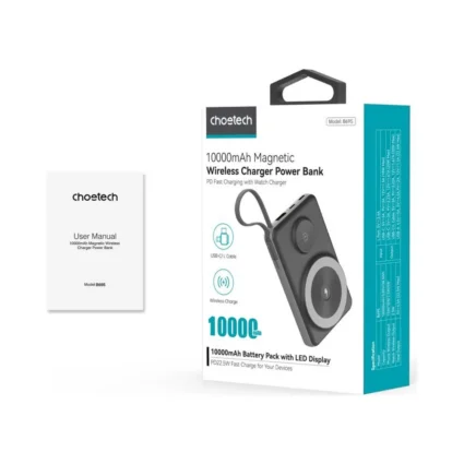 Повербанк 10000mAh Choetech B695 Black QC3.0 PD3.0 бездротова зарядка смартфонів та Apple Watch