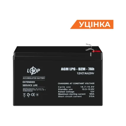 Розпродаж (16152) Тяговий свинцево-кислотний AGM Акумулятор LP 6-DZM-7 Ah (02-2024)