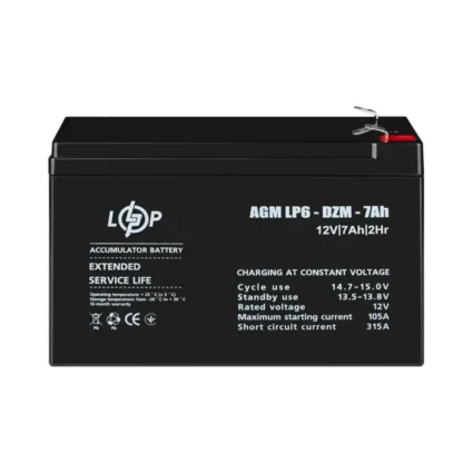 Розпродаж (16152) Тяговий свинцево-кислотний AGM Акумулятор LP 6-DZM-7 Ah (02-2024)