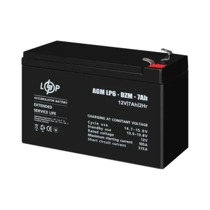 Розпродаж (16152) Тяговий свинцево-кислотний AGM Акумулятор LP 6-DZM-7 Ah (02-2024)