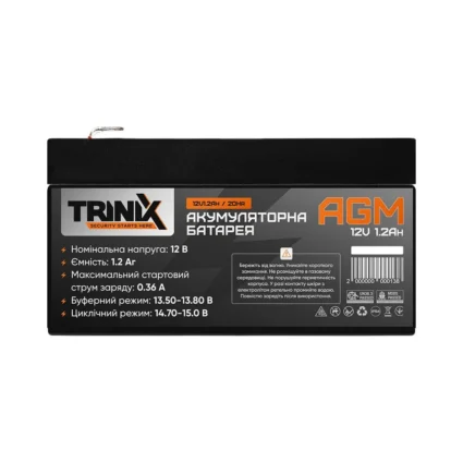 Акумуляторна батарея 12В 1.2Аг Trinix 12V1.2Ah/20Hr AGM свинцево-кислотна