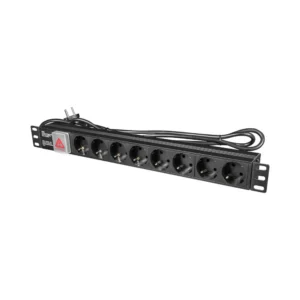 Блок розеток E-NET PDU/8M-16А Black на 8 розеток Schuko, з вимикачем