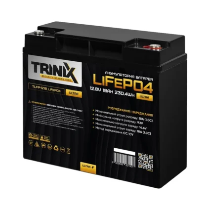 Акумуляторна батарея літій-залізо-фосфатна 12.8В 18А*год Trinix TLFP-1218 Ultra LiFePO4 (Black)