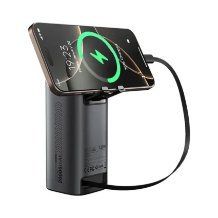 Повербанк 20000mAh Choetech B815 Grey 130W QC3.0 PD3.0 TFT Smart дисплей, вбудований кабель