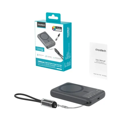 Повербанк 10000mAh Choetech B862 Grey 22.5W QC3.0 PD3.0 бездротова магнітна зарядка MagSafe