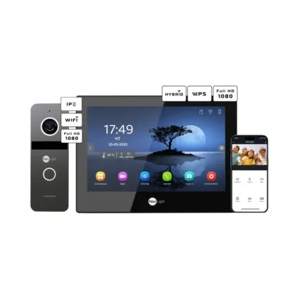 Neolight ALPHA Hybrid Black + SOLO IPW Graphite з кутком, PoE адаптер для панелі виклику Комплект відеодомофону