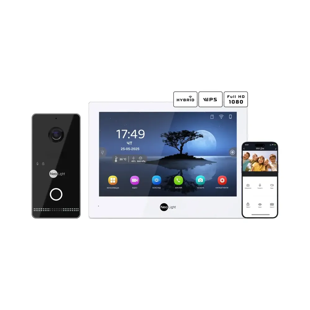 Neolight 116808 Neolight ALPHA Hybrid + OPTIMA IPW Black Комплект відеодомофону