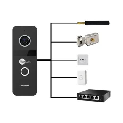 Neolight MEZZO Hybrid + SOLO IPW Graphite з кутком, PoE адаптер для панелі виклику Комплект відеодомофону