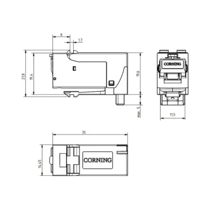 Модуль екранований xs500 Keystone, кат. 6a, Corning