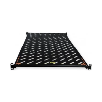 Полка 19 "4 точки кріпл. , 450мм глиб., перфорована , сталь , 1,5 мм , чорна