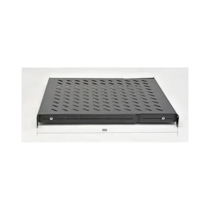 Полка 19" 4 точки кріпл. , 550мм глиб., перфорована , сталь , 1,5 мм , чорна