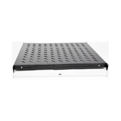 Полка 19 "4 точки кріпл. , 600мм глиб., перфорована , сталь , 2 мм , чорна