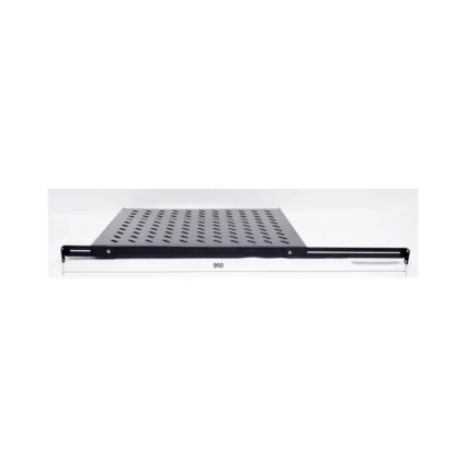 Полка 19 "4 точки кріпл. , 600мм глиб., перфорована , сталь , 2 мм , чорна