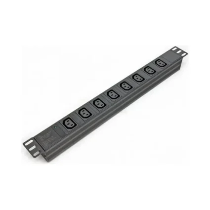 Блок 19" на 8 роз. С13, 10А, з індикат., без шнура, чорний, 1U, Kingda