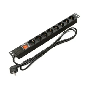 Блок 19" на 8 роз. нім. станд., 16А, 1U, з вимикачем, шнур 1.8 м