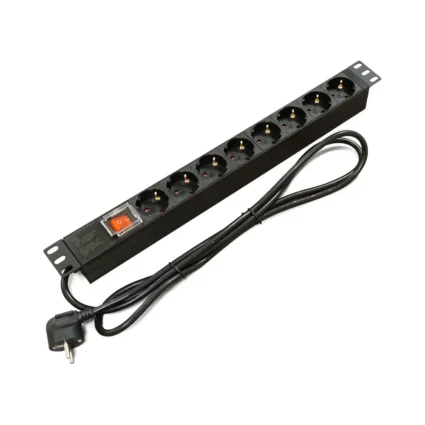 Блок 19" на 8 роз. нім. станд., 16А, 1U, з вимикачем, шнур 1.8 м