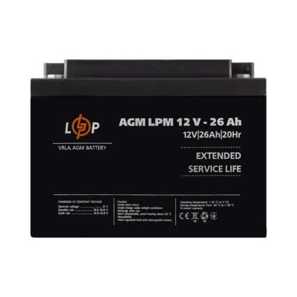 Акумулятор AGM LPM 12V - 26 Ah під болт М5