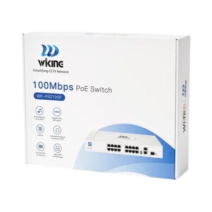 PoE-комутатор 19-портовий некерований Wiking WK-PS219GF, 16x100Mbps PoE, 2x1000Mbps Uplink, 1x1000Mbps SFP, 180W - Зображення 9