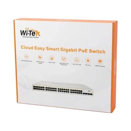 PoE-комутатор 52-портовий керований Wi-Tek WI-PCES352GF гігабітний 48x1000Mbps PoE+, 4xSFP, 370W, Cloud, ONVIF - Зображення 10