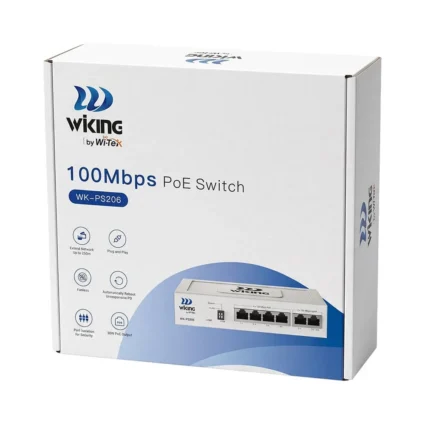 PoE-комутатор 6-портовий некерований Wiking WK-PS206 V2, 4x100Mbps PoE, 2x100Mbps Uplink, 45W - Зображення 9